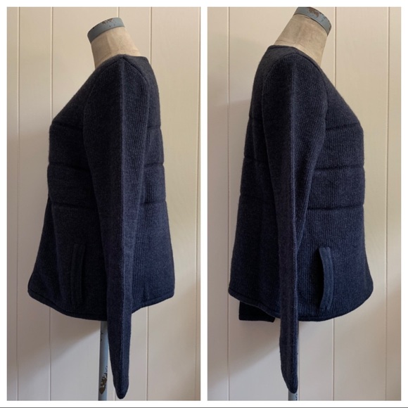 GAP Alpaca Wool Knit Charcoal Gray Front Zip Sweater Large Chunky Moto - Picture 2 of 8